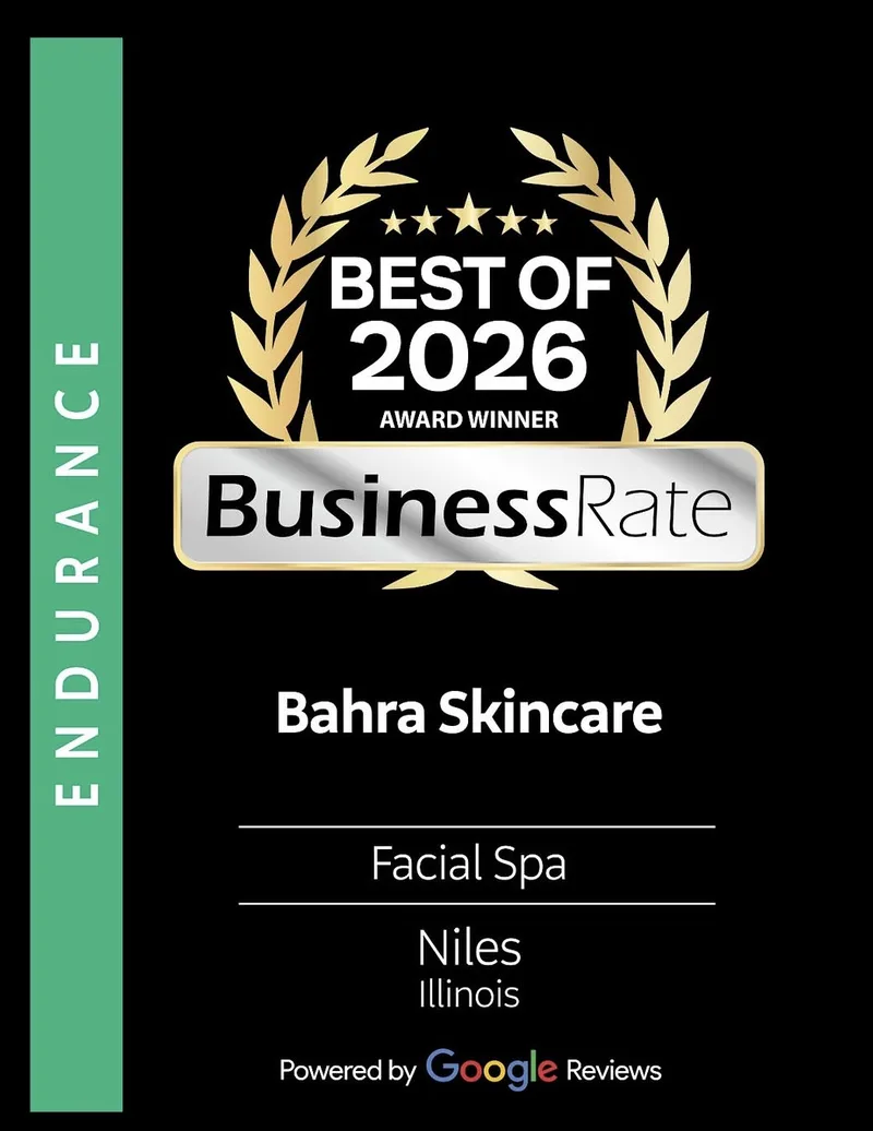 Best of 2026 Award Winner badge from BusinessRate for Bahra Skincare, Facial Spa in Niles, Illinois, powered by Google Reviews